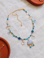 Rainy Cloud Glass Beaded Chain Necklace