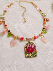 Maroon Door Glass Beaded Chain Necklace