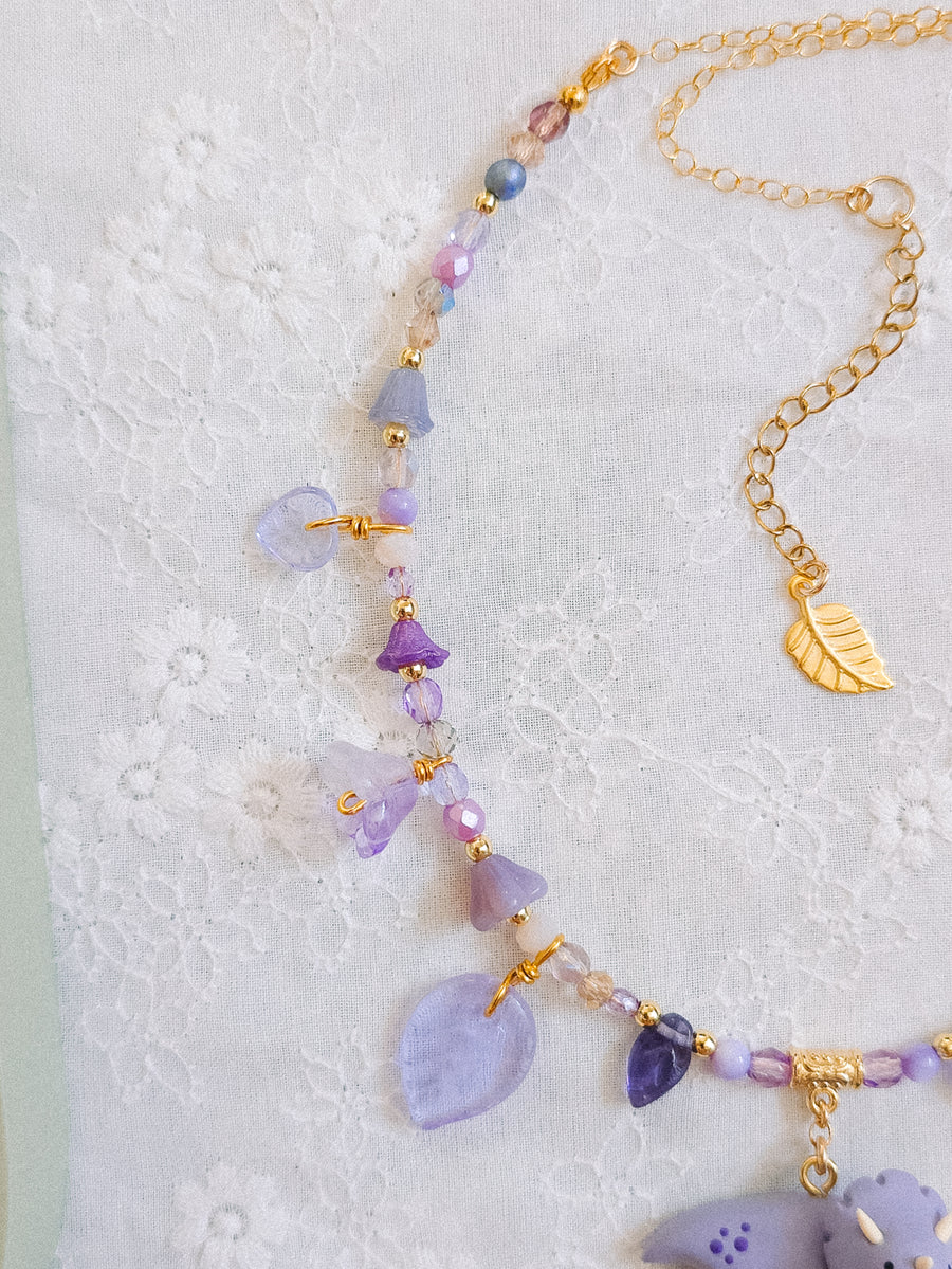 Lilac Dino Glass Beaded Chain Necklaces