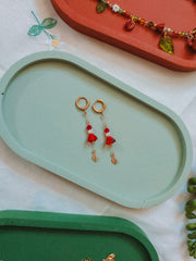 Red Flower Dangle Earrings (for Mushroom necklaces)