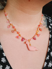 Pink Dino Glass Beaded Chain Necklaces