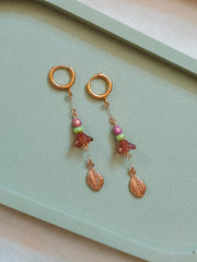 Purple Flower Dangle Earrings (for Snail necklaces)