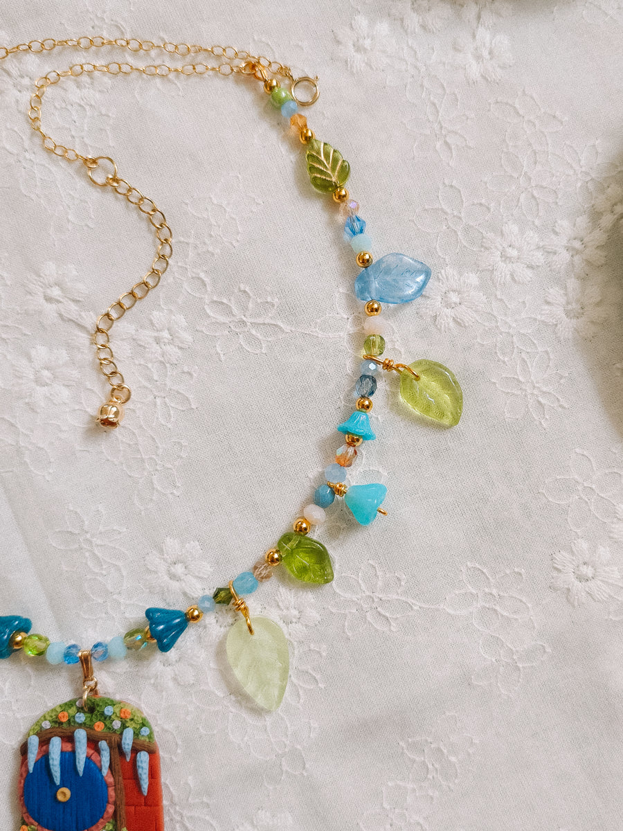 Blue Door Glass Beaded Chain Necklace