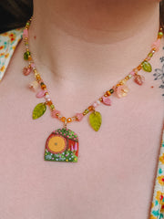 Yellow Door Glass Beaded Chain Necklace
