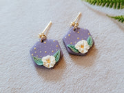 Dainty Floral Hexagon Earrings