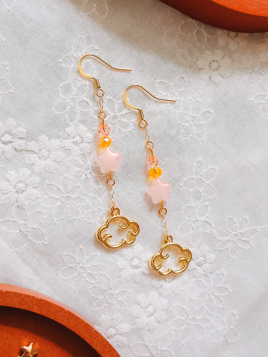 Pink Star & Cloud Charm Earrings (for Sunset Cloud necklaces)