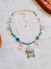 Rainy Cloud Glass Beaded Chain Necklace