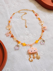 Sunset Cloud Glass Beaded Chain Necklace