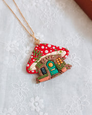 Mushroom Café Pendant & Chain Necklace