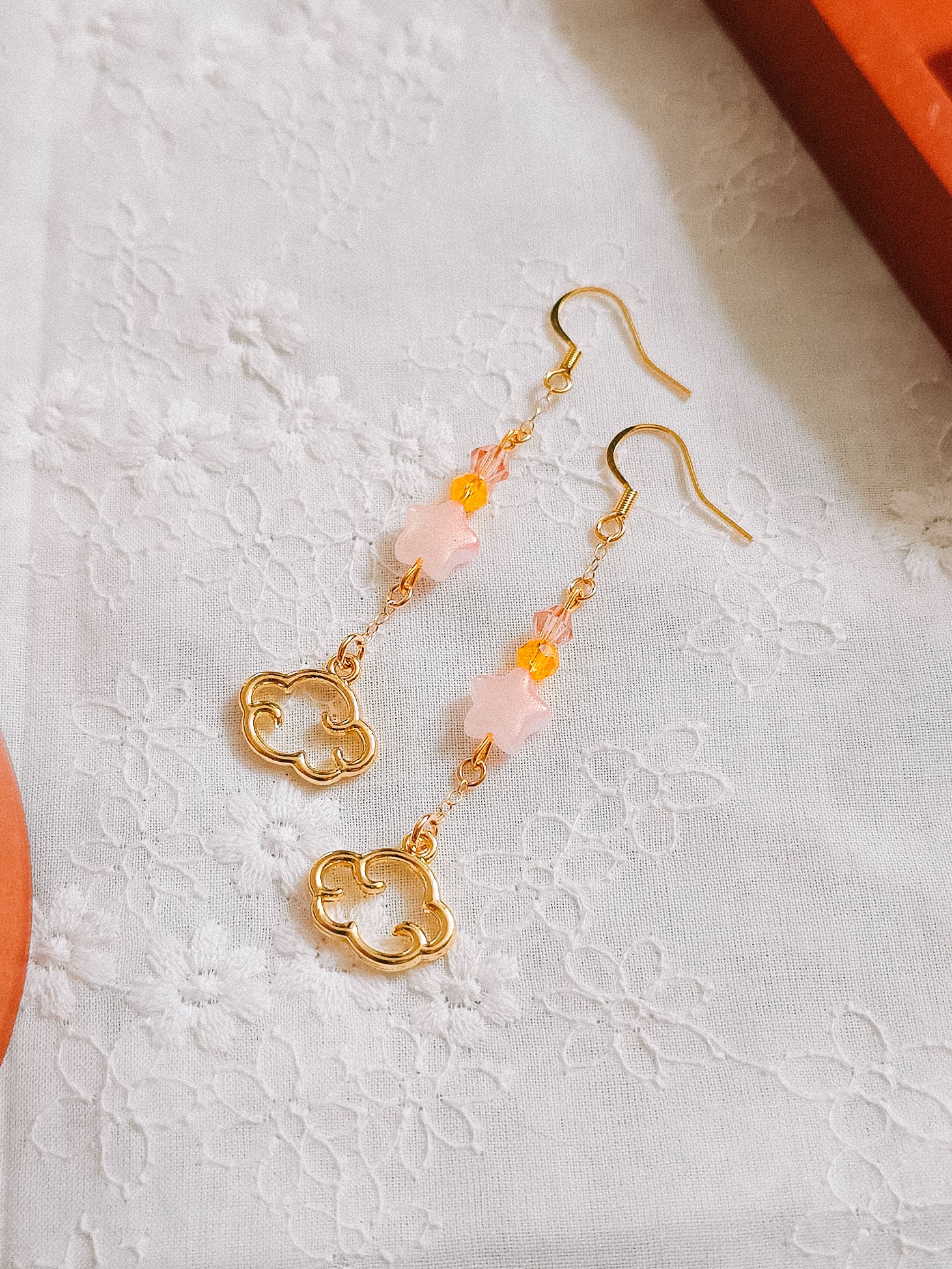 Pink Star & Cloud Charm Earrings (for Sunset Cloud necklaces)