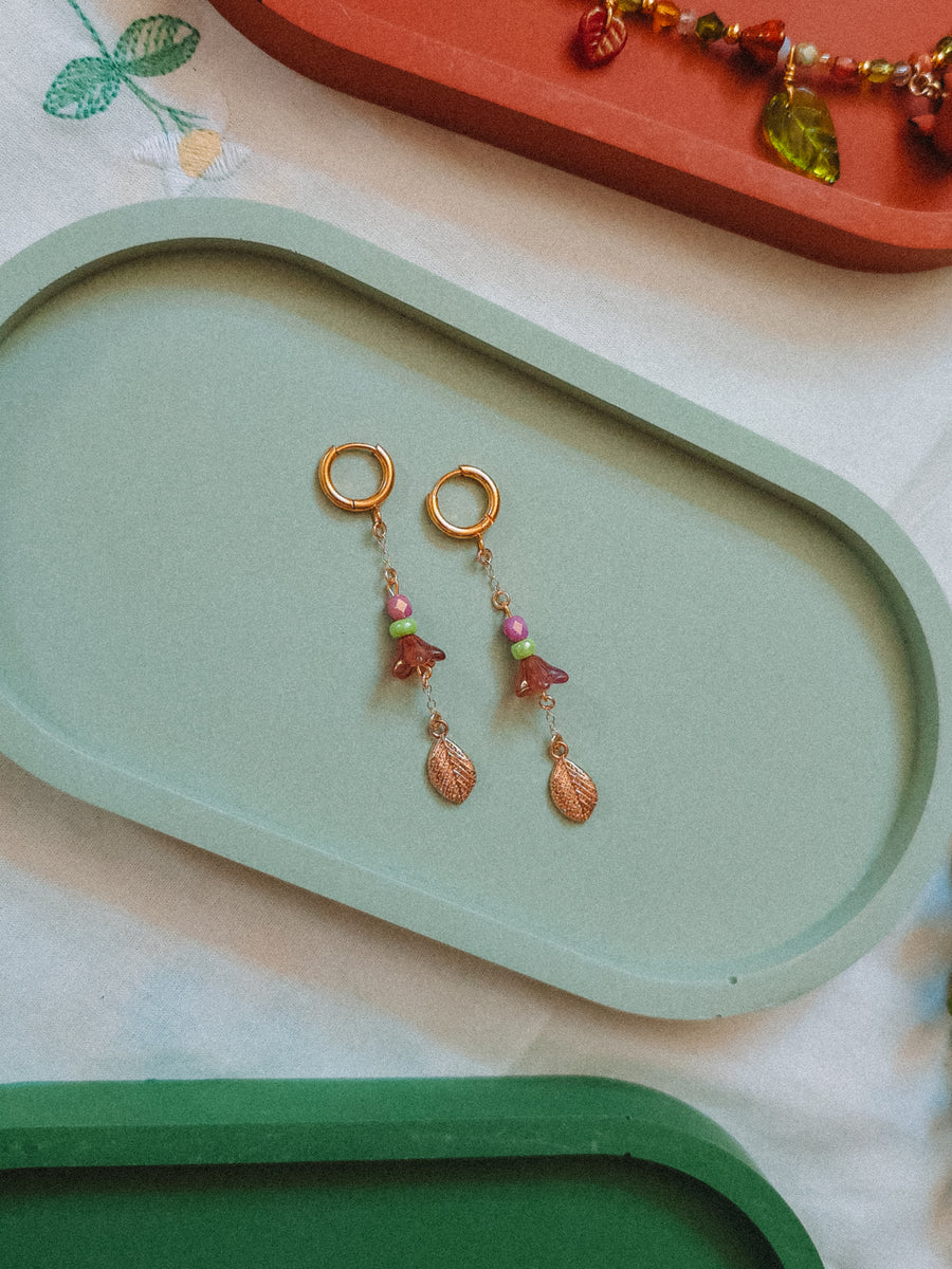 Purple Flower Dangle Earrings (for Snail necklaces)