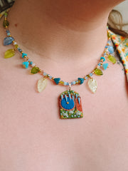 Blue Door Glass Beaded Chain Necklace
