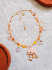Sunset Cloud Glass Beaded Chain Necklace