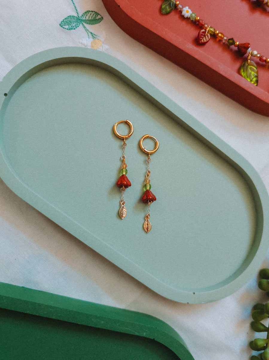 Copper Flower Dangle Earrings (for Fox & Mushroom necklaces)