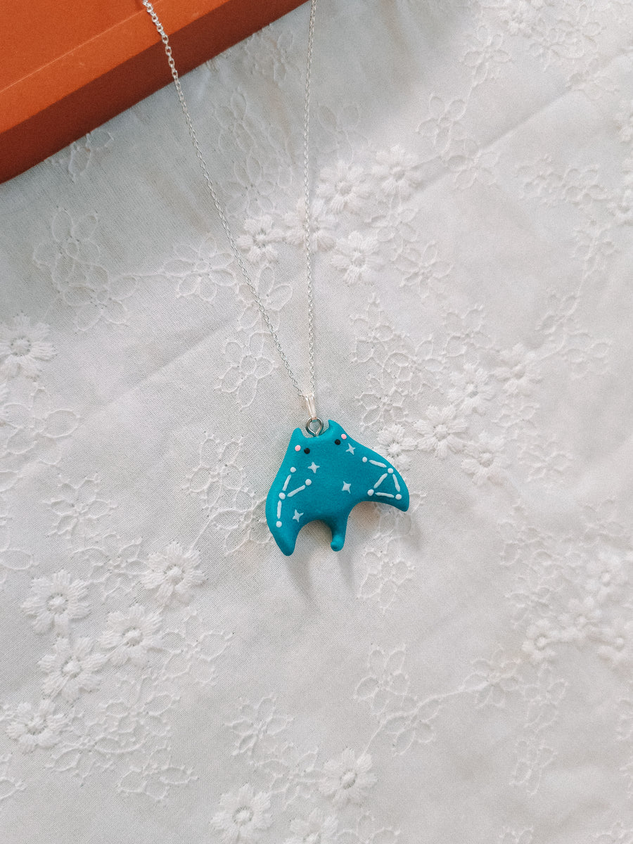 Cosmic Manta Ray Pendant & Chain Necklace