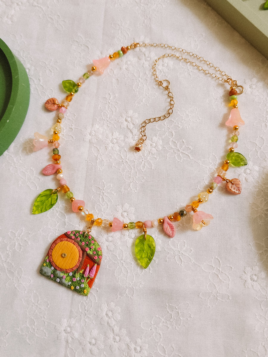 Yellow Door Glass Beaded Chain Necklace