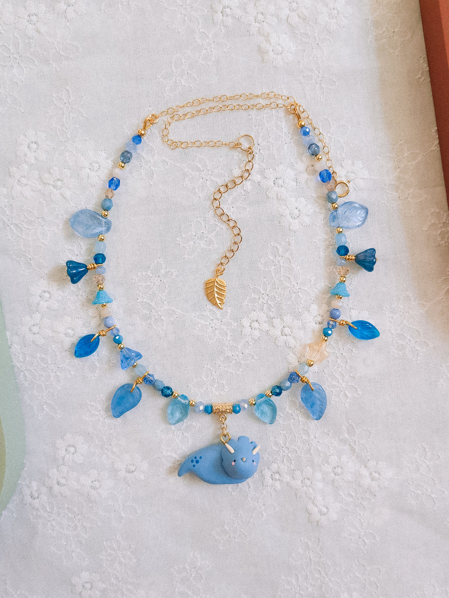 Blue Dino Glass Beaded Chain Necklaces