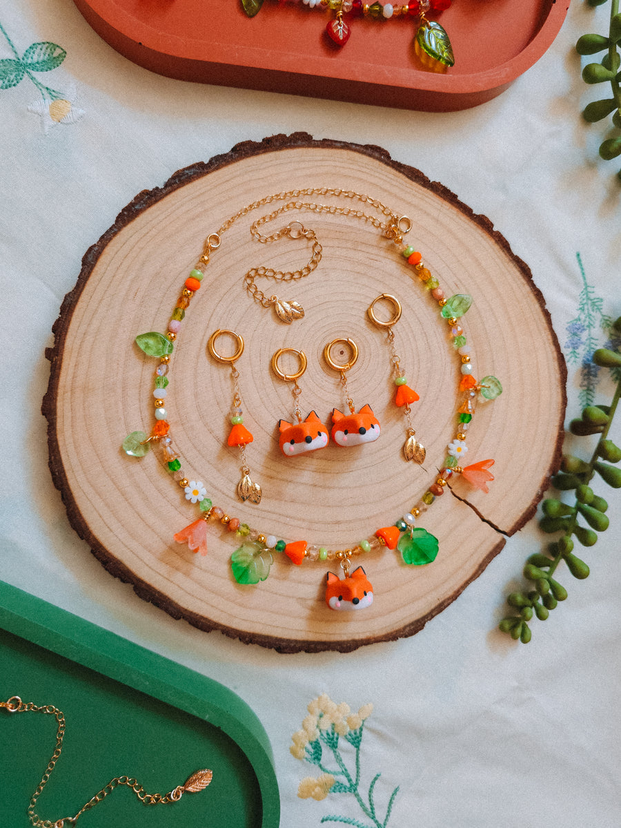 Orange Flower Dangle Earrings (for Fox & Flower necklaces)