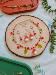 Red Flower Dangle Earrings (for Mushroom necklaces)