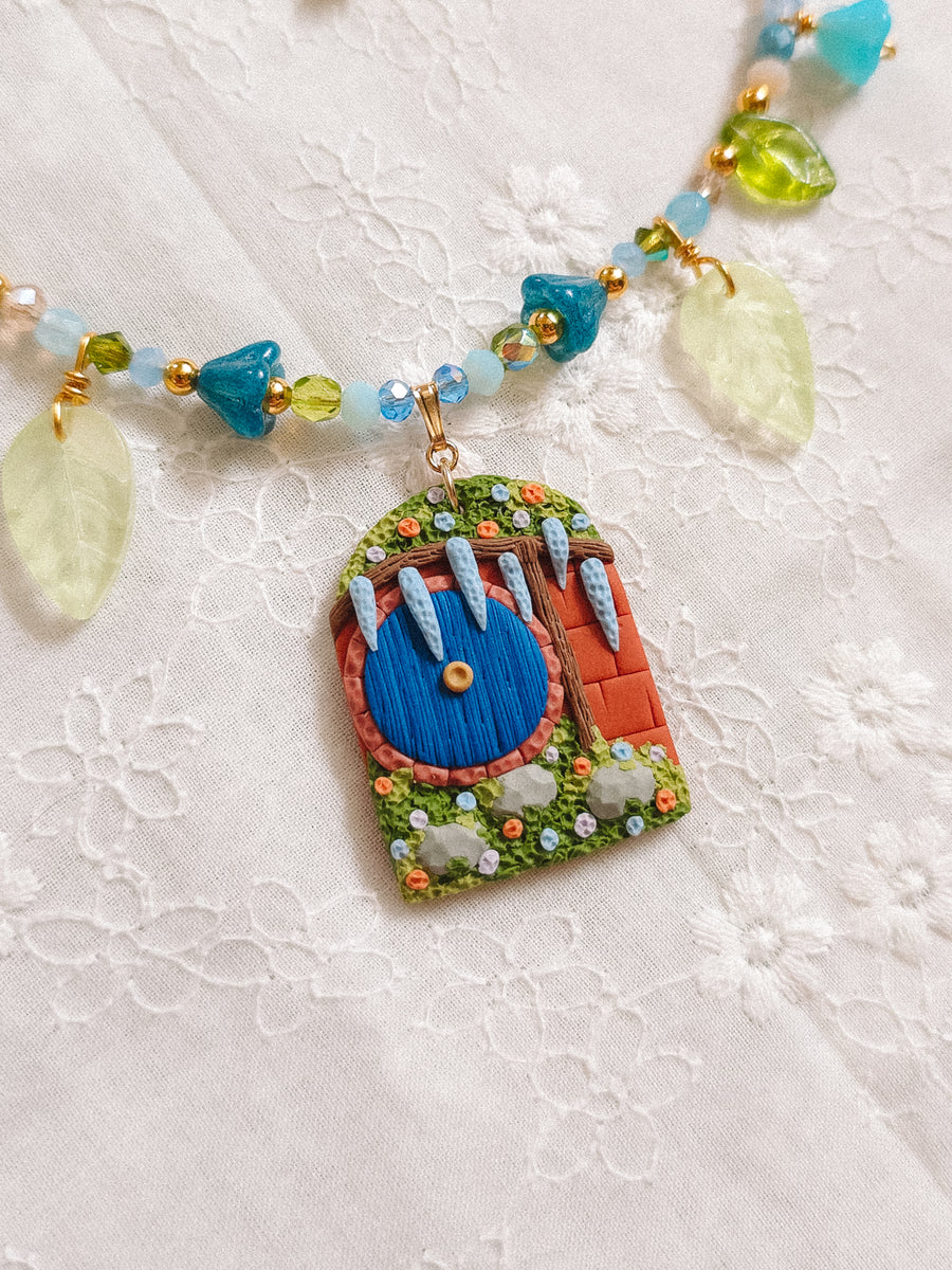 Blue Door Glass Beaded Chain Necklace