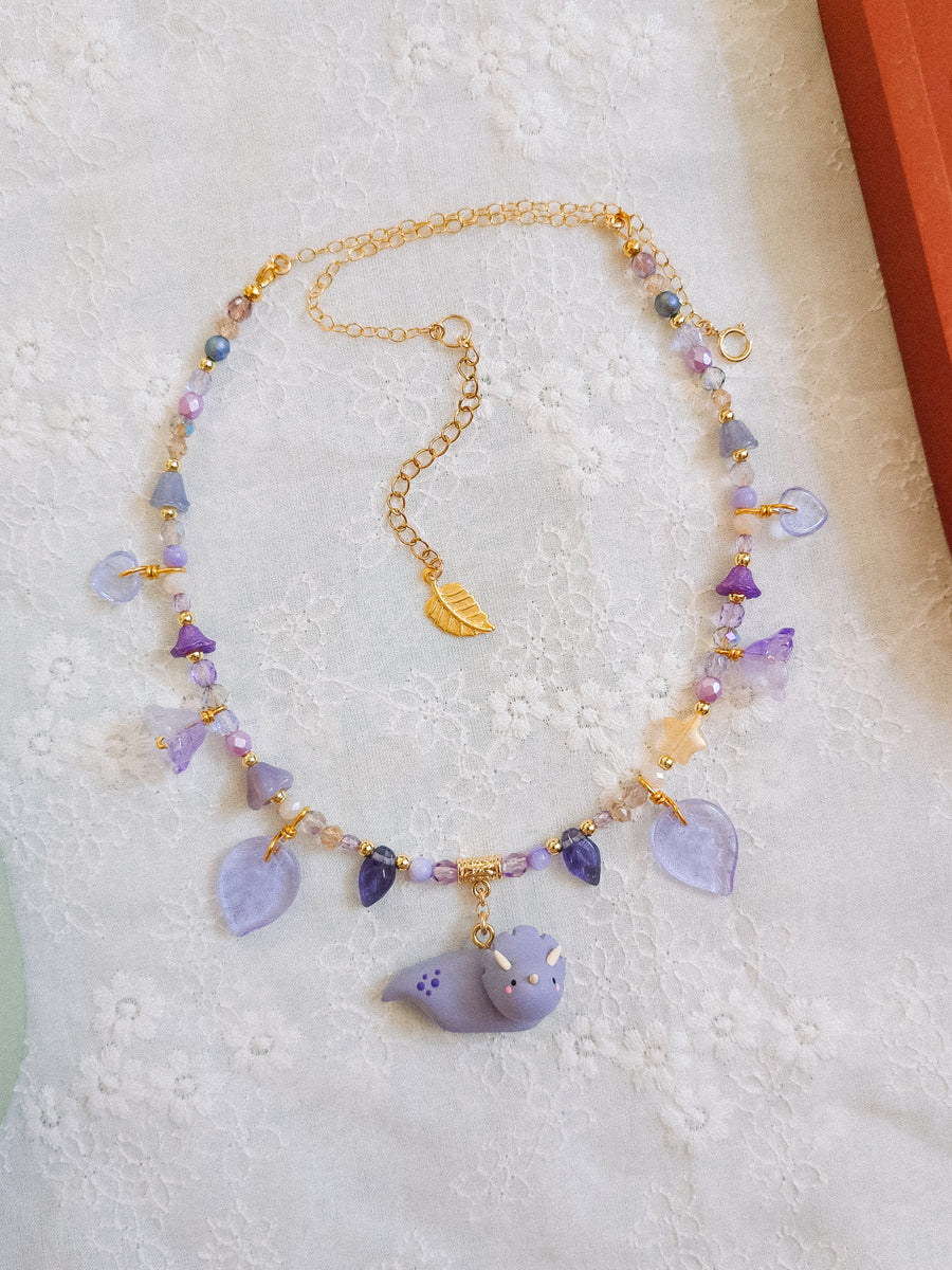 Lilac Dino Glass Beaded Chain Necklaces