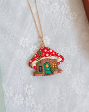 Mushroom Café Pendant & Chain Necklace