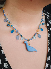 Blue Dino Glass Beaded Chain Necklaces