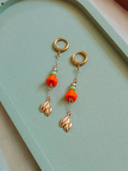 Orange Flower Dangle Earrings (for Fox & Flower necklaces)
