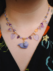 Lilac Dino Glass Beaded Chain Necklaces