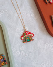 Mushroom Café Pendant & Chain Necklace