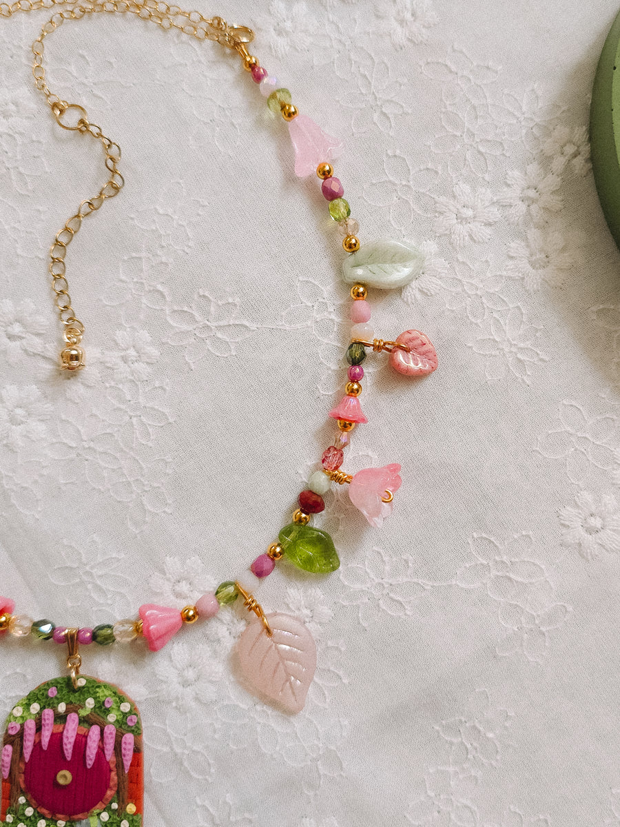 Maroon Door Glass Beaded Chain Necklace